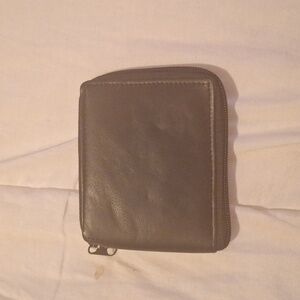 Genuine leather new black men's zipper wallet